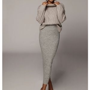 JLuxLabel 'Grey Darlene Sweater Skirt'